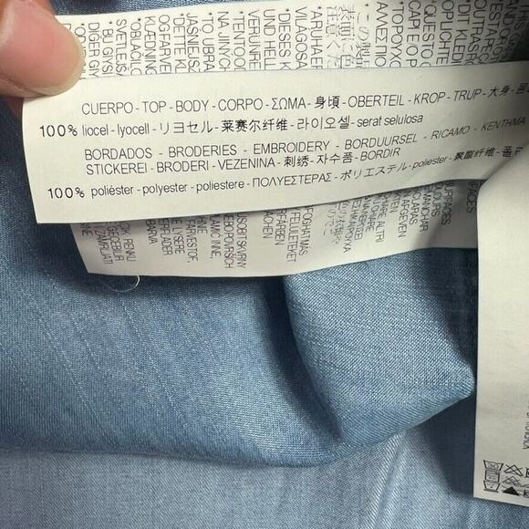 Zara Blue Mini Dress with White Floral Embroidery - Picture 10 of 11